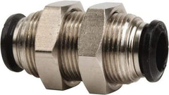 Value Collection - 8mm Outside Diam, Nickel Plated Brass Push-to-Connect Tube Bulkhead Union - 250 Max psi, Tube to Tube Connection, Buna O-Ring - Industrial Tool & Supply