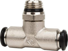Value Collection - 12mm Outside Diam, 3/8 Universal, Nickel Plated Brass Push-to-Connect Tube Male Swivel Branch Tee - 250 Max psi, Tube to Universal Thread Connection, Buna O-Ring - Industrial Tool & Supply