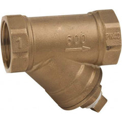 Value Collection - 1/4" Pipe, Female NPT Ends, Forged Brass Y-Strainer - 600 psi WOG Rating, 150 psi WSP Rating - Industrial Tool & Supply
