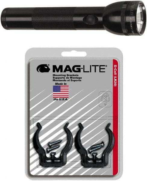 Mag-Lite - Krypton Bulb, Industrial/Tactical Flashlight - Black Aluminum Body, D Batteries - Industrial Tool & Supply