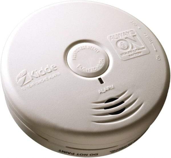 Kidde - 1.6 Inch Long x 5.22 Inch Wide x 5.22 Inch Diameter, Smoke Alarm - 85 dB Decibel Rating, Lithium Battery Included, Wall or Indicating Light, Tamper Resistant - Industrial Tool & Supply