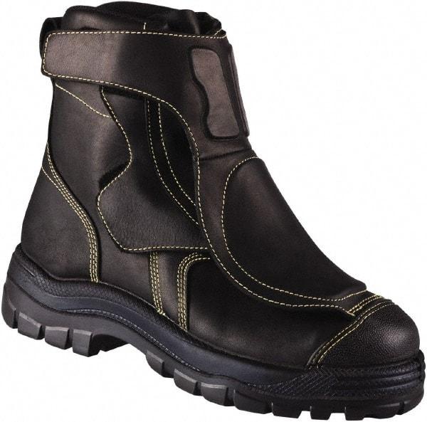 OLIVER - Men's Size 11.5 Medium Width Steel Work Boot - Black, Leather Upper, Rubber Outsole, 6" High, Non-Slip - Industrial Tool & Supply