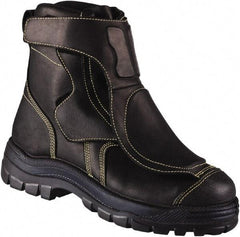 OLIVER - Men's Size 7 Medium Width Steel Work Boot - Black, Leather Upper, Rubber Outsole, 6" High, Non-Slip - Industrial Tool & Supply