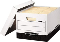 BANKERS BOX - 1 Compartment, 12-3/4" Wide x 10-3/8" High x 16-1/2" Deep, Storage Box - Corrugated Cardboard, White/Black - Industrial Tool & Supply