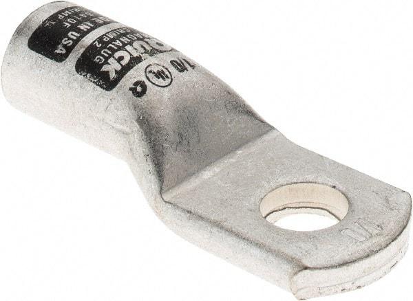 Made in USA - 1/0 AWG Noninsulated Crimp Connection D Shaped Ring Terminal - 3/8" Stud, Tin Plated Copper Contact - Industrial Tool & Supply