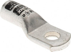 Made in USA - 1/0 AWG Noninsulated Crimp Connection D Shaped Ring Terminal - 3/8" Stud, Tin Plated Copper Contact - Industrial Tool & Supply