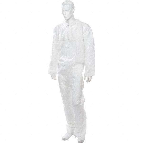 Import - Size 2XL Polypropylene General Purpose Coveralls - White, Zipper Closure, Open Cuffs, Open Ankles - Industrial Tool & Supply