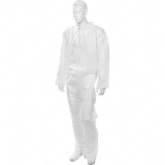 Import - Size L Polypropylene General Purpose Coveralls - White, Zipper Closure, Open Cuffs, Open Ankles - Industrial Tool & Supply