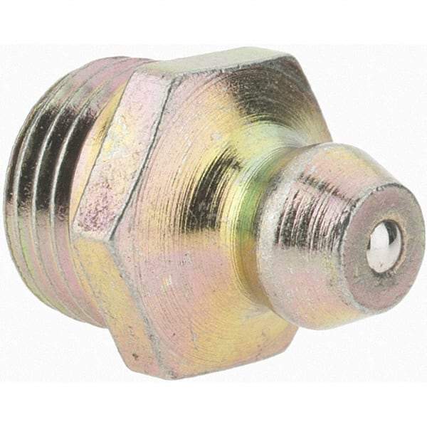 Value Collection - Straight Head Angle, 1/8-27 Taper Thread Grease Fitting - Zinc Plated Finish - Industrial Tool & Supply