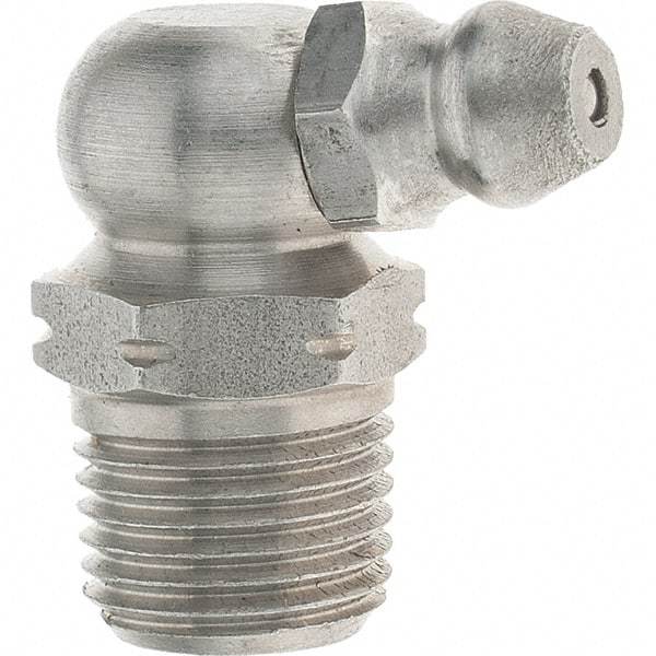 Value Collection - 90° Head Angle, 1/8-27 Stainless Steel Standard Grease Fitting - Industrial Tool & Supply