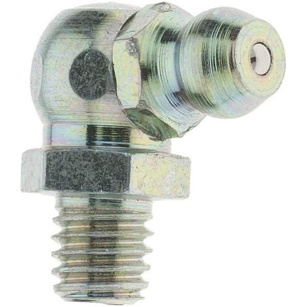 Value Collection - 90° Head Angle, M6x1 Taper Thread Grease Fitting - Zinc Plated Finish - Industrial Tool & Supply