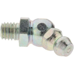 Value Collection - 45° Head Angle, M6x1 Taper Thread Grease Fitting - Zinc Plated Finish - Industrial Tool & Supply