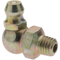 Value Collection - 90° Head Angle, 1/4-28 Taper Thread Grease Fitting - Zinc Plated Finish - Industrial Tool & Supply