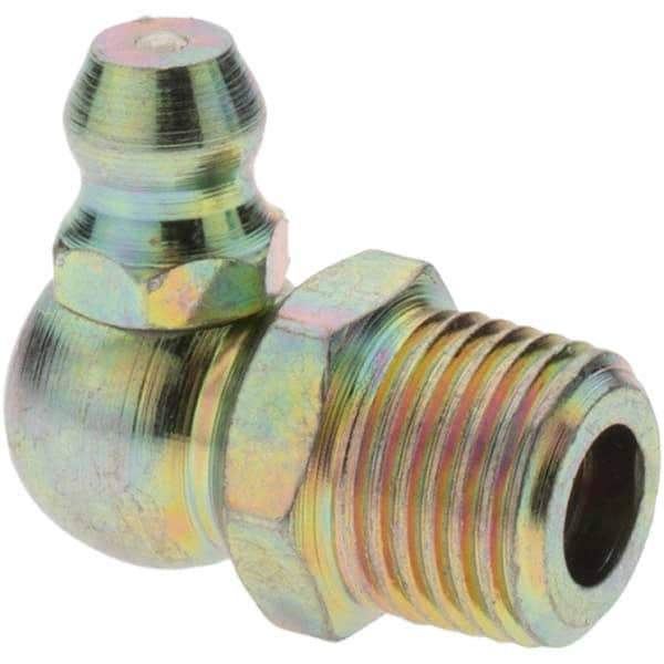 Value Collection - 90° Head Angle, 1/8-27 Standard Grease Fitting - Zinc Plated Finish - Industrial Tool & Supply