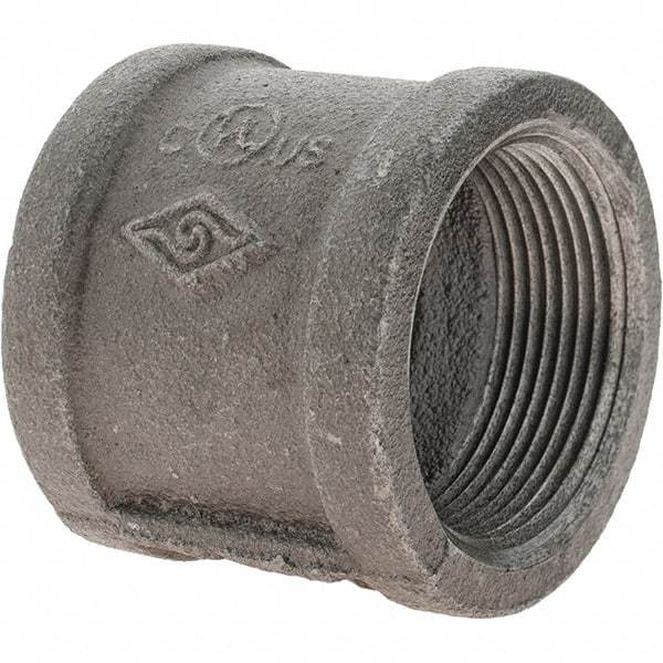 Value Collection - Size 1-1/2", Class 150, Malleable Iron Black Pipe Coupling - 150 psi, Threaded End Connection - Industrial Tool & Supply