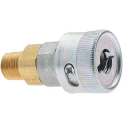 Parker - 1/4-18 NPTF Schrader Twist-Lock Pneumatic Hose Coupler - Brass, 1/4" Body Diam - Industrial Tool & Supply