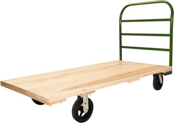 Fairbanks - 2,000 Lb Capacity Hardwood/Steel Platform Truck - Hardwood Deck, 24" OAW, 48" Platform Length, Mold On Rubber Casters - Industrial Tool & Supply