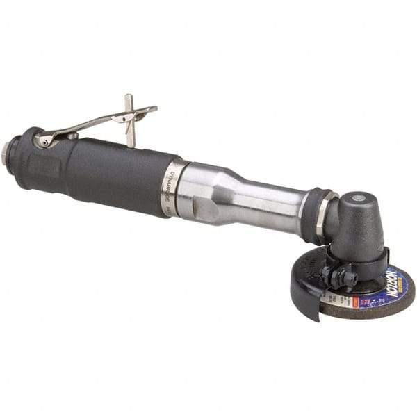 Dynabrade - 3" Wheel Diam, 18,000 RPM, Pneumatic Angle & Disc Grinder - 3/8-24 Spindle, 41 CFM, Rear Exhaust - Industrial Tool & Supply
