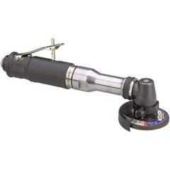Dynabrade - 3" Wheel Diam, 18,000 RPM, Pneumatic Angle & Disc Grinder - 3/8-24 Spindle, 41 CFM, Rear Exhaust - Industrial Tool & Supply