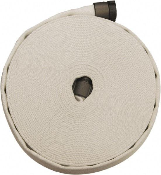 Dixon Valve & Coupling - 2-1/2" ID, 135 Working psi, White Polyester/Rubber Fire Hose, Single Jacket - Male x Female NST (NH) Ends, 50' Long, 405 Burst psi - Industrial Tool & Supply
