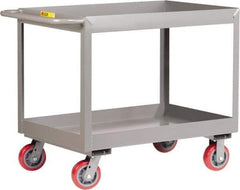 Little Giant - 3,600 Lb Capacity, 30" Wide x 65-1/2" Long x 36-1/2" High Deep Shelf Cart - 2 Shelf, Steel, 2 Rigid/2 Swivel Casters - Industrial Tool & Supply
