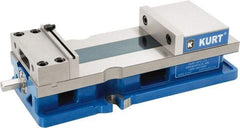 Kurt - 6" Jaw Width, 9" Jaw Opening Capacity, Horizontal Stationary Machine Vise - Reverse Manual Operation, 1 Station, 18.385" Long x 4.86" High x 1-47/64" Deep, 1.735" Jaw Height, 12,600 Lb Max Clamp Force, Ductile Iron - Industrial Tool & Supply