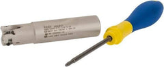 Iscar - 3/4" Cut Diam, 0.315" Max Depth of Cut, 3/4" Shank Diam, 3.38" OAL, Indexable Square Shoulder Helical End Mill - H490 AN.X 09 Inserts, Weldon Shank, 90° Lead Angle, Through Coolant, Series Helido - Industrial Tool & Supply