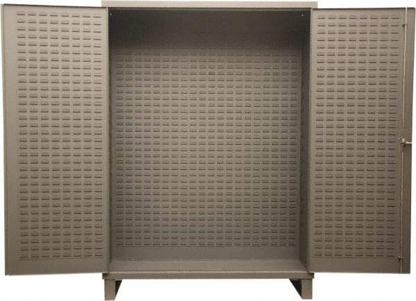 Durham - Locking Storage Cabinet - Steel, 72" Wide x 24" Deep x 84" High, Gray - Industrial Tool & Supply