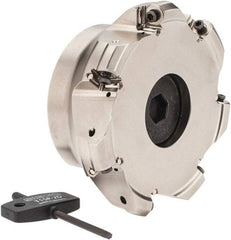 Seco - 3.94" Cut Diam, 1-1/2" Arbor Hole, 0.118" Max Depth of Cut, 40° Indexable Chamfer & Angle Face Mill - 7 Inserts, ON.U 05 Insert, Right Hand Cut, 7 Flutes, Through Coolant, Series Double Octo 05 - Industrial Tool & Supply