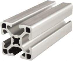 80/20 Inc. - 145 Inches Long x 1-1/2 Inches Wide x 1-1/2 Inches High, T Slotted Aluminum Extrusion - 0.877 Square Inches, Clear Anodized Finish - Industrial Tool & Supply