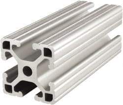 80/20 Inc. - 48 Inches Long x 1-1/2 Inches Wide x 1-1/2 Inches High, T Slotted Aluminum Extrusion - 0.8986 Square Inches, Clear Anodized Finish - Industrial Tool & Supply