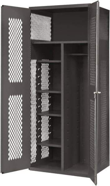 Durham - 5 Shelf Locking Storage Cabinet - Steel, 36" Wide x 24" Deep x 84" High, Gray - Industrial Tool & Supply