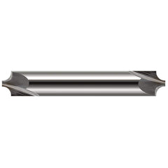 Corner Rounding End Mill: 0.02″ Radius, 0.125″ Diam, 2 Flutes, Solid Carbide 1.5″ OAL, 1″ Shank Dia, Bright/Uncoated, Double End