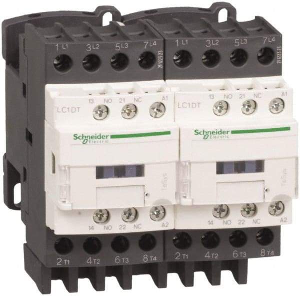 Schneider Electric - 4 Pole, 120 Coil VAC at 50/60 Hz, 32 Amp at 440 VAC, Reversible IEC Contactor - Bureau Veritas, CCC, CSA, CSA C22.2 No. 14, DNV, EN/IEC 60947-4-1, EN/IEC 60947-5-1, GL, GOST, LROS, RINA, RoHS Compliant, UL 508, UL Listed - Industrial Tool & Supply