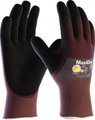 ATG - Size M Nitrile Coated Polyethylene Blend General Protection Work Gloves - For General Purpose, Palm & Fingers Coated, Slip-On Cuff, Full Fingered, Purple, Paired - Industrial Tool & Supply