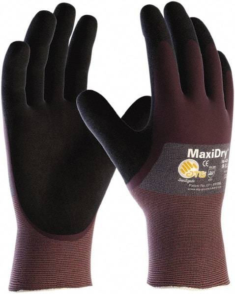 ATG - Size 2XL Nitrile Coated Polyethylene Blend General Protection Work Gloves - For General Purpose, Palm & Fingers Coated, Slip-On Cuff, Full Fingered, Purple, Paired - Industrial Tool & Supply