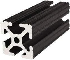 80/20 Inc. - 72 Inches Long x 1-1/2 Inches Wide x 1-1/2 Inches High, T Slotted Aluminum Extrusion - 1.154 Square Inches, Black Anodized Finish - Industrial Tool & Supply