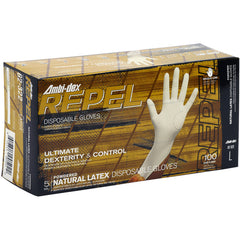 ‎62-322/XL Disposable Gloves - Ambi-Dex Repel Disposable Latex - 5 Mil Natural - Powdered - Text Grip - Exact Industrial Supply