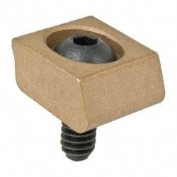 Mitee-Bite - 1/4-20 Screw Thread, 3/4" Wide x 0.15" High, Smooth Brass Standard Style Screw Mount Toe Clamp - 950 Lb Holding Force, 50" Lb Torque, 4.17 Lb Ft Torque, 0.44" Long Extension, 0.024" Throw, 6 Clamps in Package - Industrial Tool & Supply