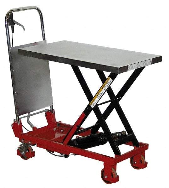 Vestil - 400 Lb Capacity Hydraulic Scissor Elevating Cart - 8-3/4" Lift Height, 27-1/2" Platform Length x 17-1/2" Platform Width - Industrial Tool & Supply
