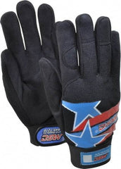 MSC - Size S (7) Amara Work Gloves - For Mechanic's & Lifting, Uncoated, Hook & Loop Cuff, Full Fingered, Stars & Stripes, Paired - Industrial Tool & Supply
