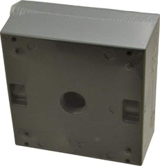 Thomas & Betts - 2 Gang, (3) 1/2" Knockouts, Aluminum Square Outlet Box - 4-9/16" Overall Height x 4-5/8" Overall Width x 2-1/16" Overall Depth, Weather Resistant - Industrial Tool & Supply