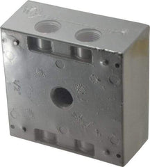 Thomas & Betts - 2 Gang, (5) 1/2" Knockouts, Aluminum Square Outlet Box - 4-9/16" Overall Height x 4-5/8" Overall Width x 2-1/16" Overall Depth, Weather Resistant - Industrial Tool & Supply
