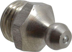 PRO-LUBE - Straight Head Angle, M10x1.0 Metric Stainless Steel Standard Grease Fitting - 11mm Hex - Industrial Tool & Supply