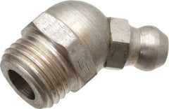 PRO-LUBE - 45° Head Angle, M10x1.0 Metric Stainless Steel Standard Grease Fitting - 11mm Hex - Industrial Tool & Supply