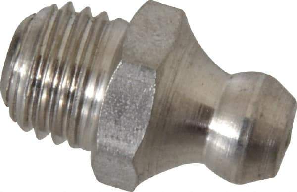 PRO-LUBE - Straight Head Angle, M8x1.0 Metric Stainless Steel Standard Grease Fitting - 9mm Hex - Industrial Tool & Supply