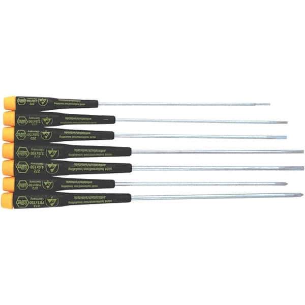 Wiha - 7 Piece Slotted & Phillips Screwdriver Set - Comes in Vinyl Pouch - Industrial Tool & Supply