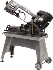 Jet - 5 x 8" Manual Horizontal Bandsaw - 1 Phase, 1/2 hp, 115 Volts, 45° Angle of Vise Rotation, Step Pulley Drive - Industrial Tool & Supply