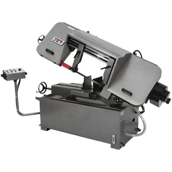 Jet - 12 x 35" Max Capacity, Semi-Automatic Variable Speed Pulley Horizontal Bandsaw - 82 to 262 SFPM Blade Speed, 230 Volts, 45°, 3 hp, 3 Phase - Industrial Tool & Supply