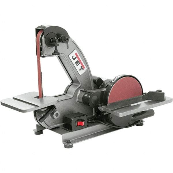 Jet - 42 Inch Long x 1 Inch Wide Belt, 8 Inch Diameter, Vertical Combination Sanding Machine - 3,000 Ft./min Belt Speed, 1/3 HP, Single Phase - Industrial Tool & Supply